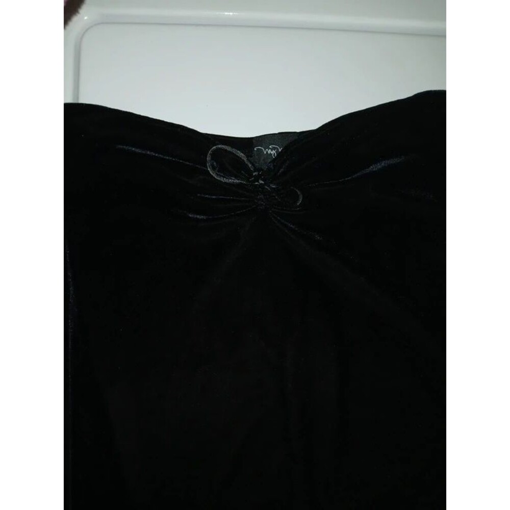My Michelle Black Velvet Tank Top with Front Tie